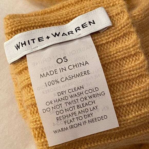 WHITE + WARREN 100% Cashmere Women Pop Top Gloves. Light Mustard One Size. NEW - Picture 15 of 15